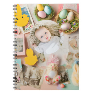 Cute Modern Easter collage scrapbook photo Notebook