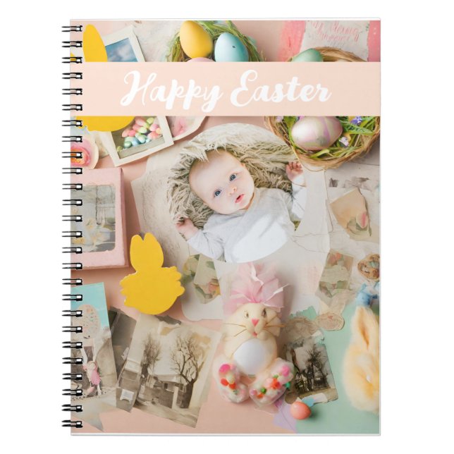 Cute Modern Easter collage scrapbook photo  Notebook (Front)