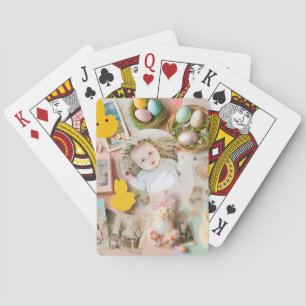 Cute Modern Easter collage scrapbook photo Playing Cards
