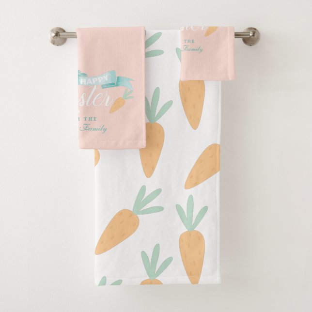 Cute Modern Easter Personalised Bath Towel Set (Insitu)