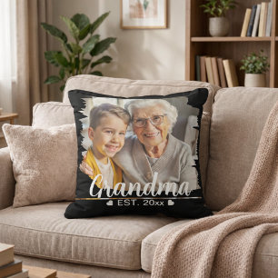 Cute Modern Elegant Grandma Personalised Photo Cushion