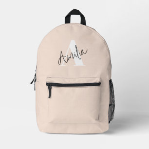 Cute Modern Elegant  Pink Monogram Printed Backpack