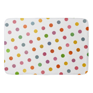Cute Modern Elegant Simple Multicolored Polka Dots Bath Mat