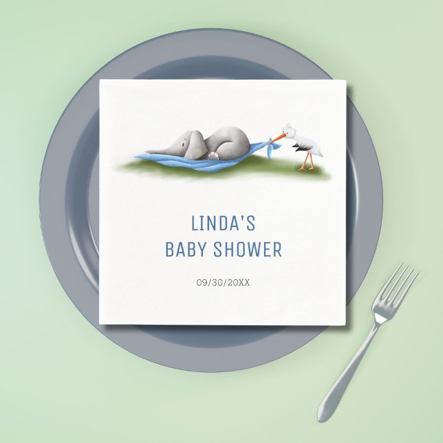 Cute Modern Elephant Boy Baby Shower Napkin (Creator Uploaded)
