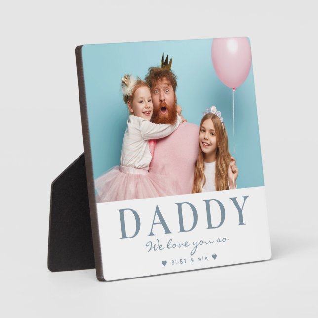 Cute Modern Father's Day Custom Text and Photo Plaque (Front)
