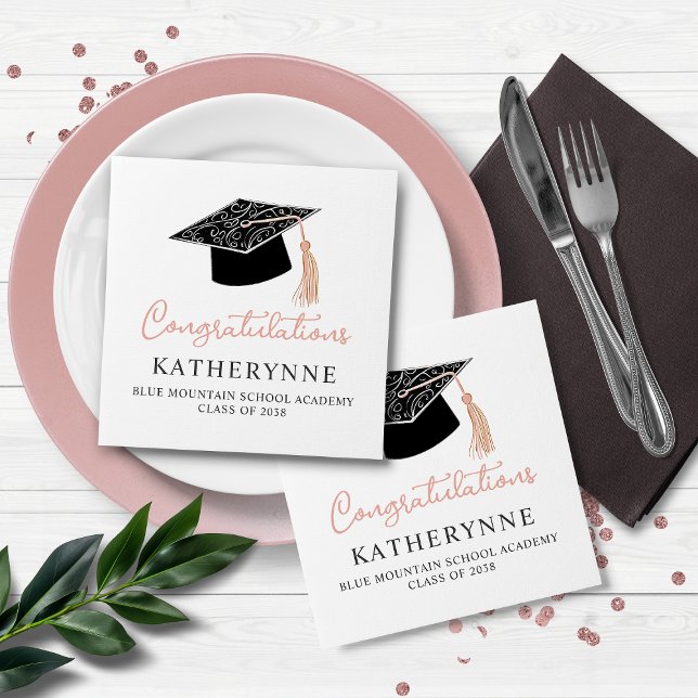 Cute Modern Feminine Graduation Party Napkin (Cute Modern Feminine Graduation Party Napkins)