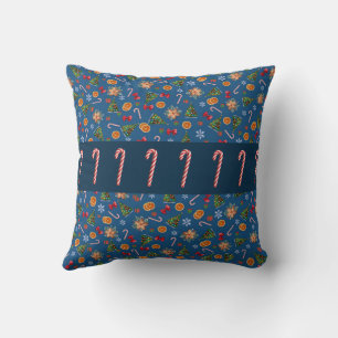 Cute Modern Festive Candy Cane Christmas Cushion