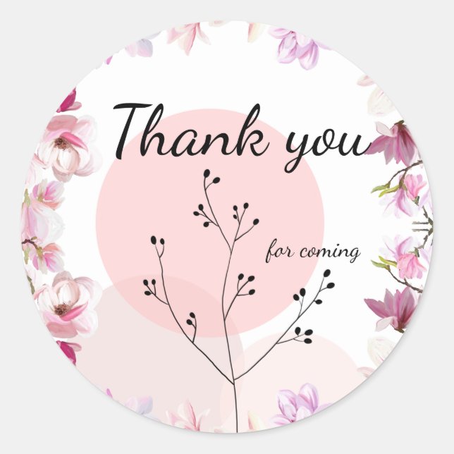 cute Modern floral pink gradient baby shower Classic Round Sticker (Front)