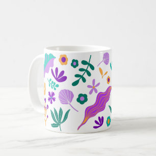 Cute Modern Flowers and Leaves Coffee Mug
