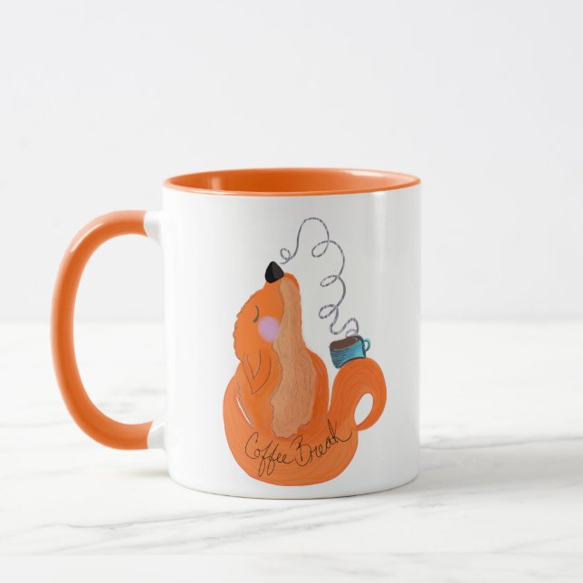 Cute Modern Fox Coffee Break Mug (Left)