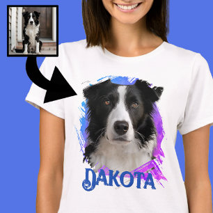 Cute Modern & Fun Blue Border Collie Dog Photo T-Shirt
