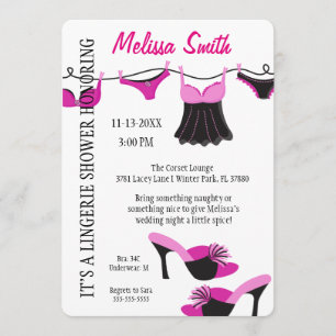 Cute Modern Fun Lingerie Bridal Shower Invite