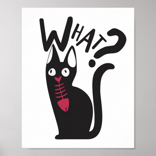 Cute Modern Funny Joke Cartoon Black Cat Prank Poster (Front)