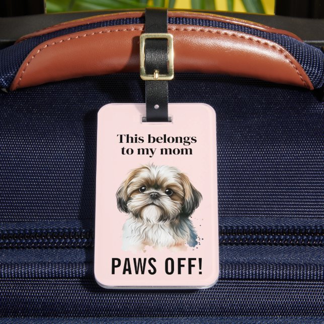 Cute Modern Funny Shih Tzu Dog Lover Luggage Tag (Front Insitu 2)