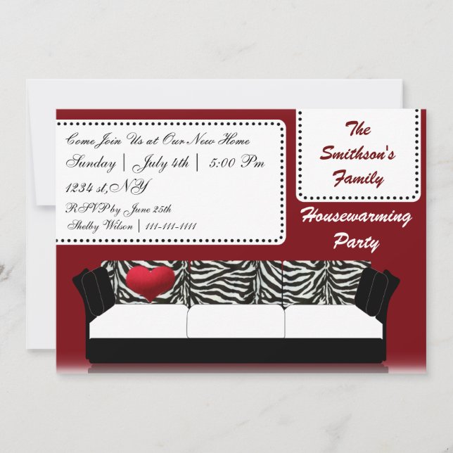 Cute Modern Furniture Housewarming Party Invitation (Front)