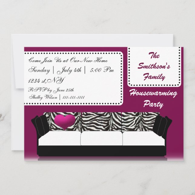 Cute Modern Furniture Housewarming Party Invitation (Front)