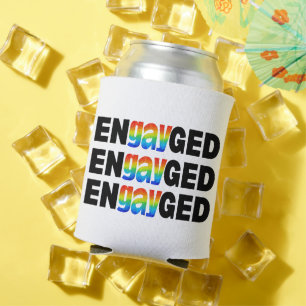 Cute Modern Gay Pride EnGAYged Typography Can Cooler