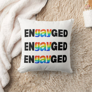Cute Modern Gay Pride EnGAYged Typography Cushion