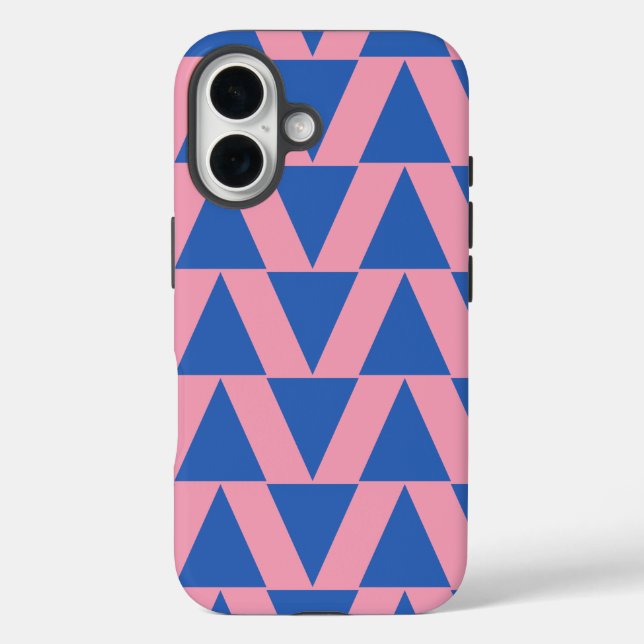 Cute Modern Geometric Pattern Pink Cobalt Blue Case-Mate iPhone Case (Back)
