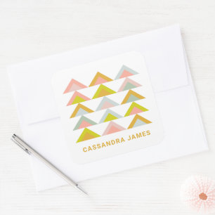 Cute Modern Geometric Triangles in Pastel Colours Square Sticker