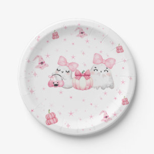 Cute Modern Ghost Halloween Birthday Party Paper Plate