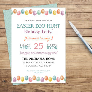 Cute Modern Girl or Boy Easter Birthday Invitation