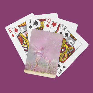 Cute Modern Girly Pink Butterfly Fairies Playing Cards