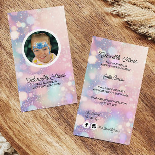 Cute Modern Glitter Face Painter Photo Business Card