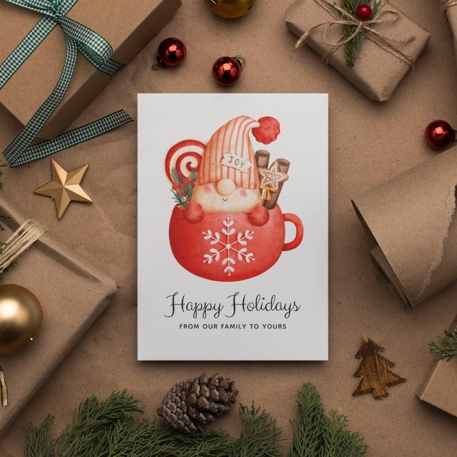 Cute Modern Gnome Mug Christmas Flat Holiday Card (Creator Uploaded)