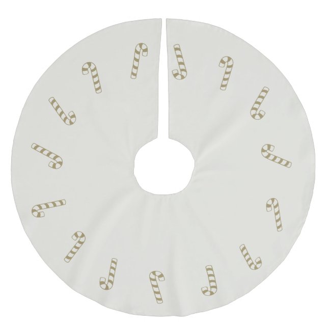 Cute modern gold light cream candy cane Christmas Brushed Polyester Tree Skirt (Front)