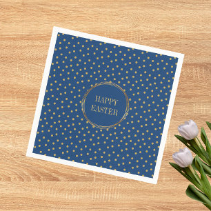 Cute Modern Gold Polka Dots Christian Happy Easter Napkin
