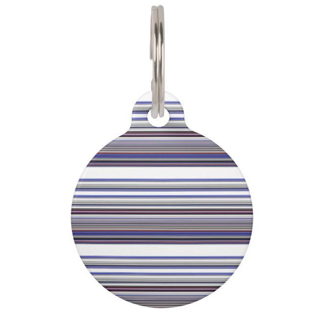 Cute modern gray blue stripes pet tag (Front)