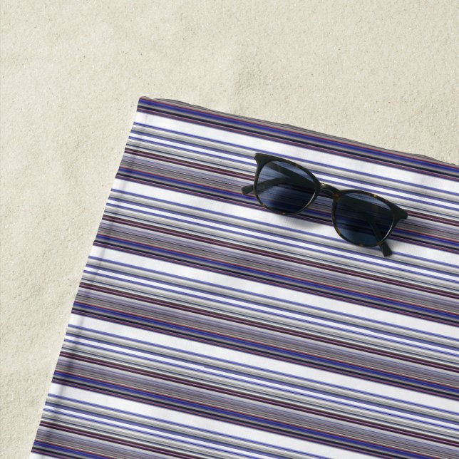 Cute modern grey blue stripes beach towel (In Situ)