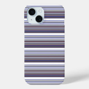 Cute modern grey blue stripes iPhone 15 case