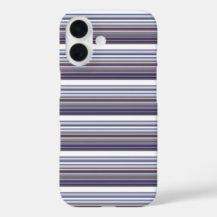 Cute modern grey blue stripes iPhone 16 case