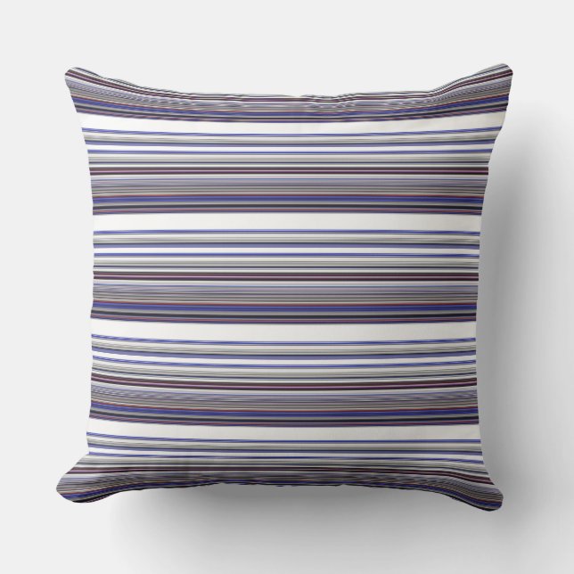 Cute modern grey blue stripes cushion (Front)