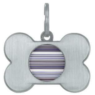Cute modern grey blue stripes pet ID tag