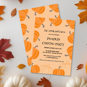 Cute Modern Halloween Pumpkin Carving Party Invitation