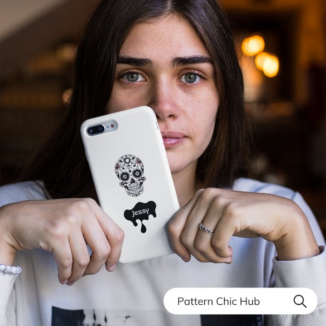 Cute Modern Halloween Sugar Skull Flowers   Case-Mate iPhone Case (Creator Uploaded)