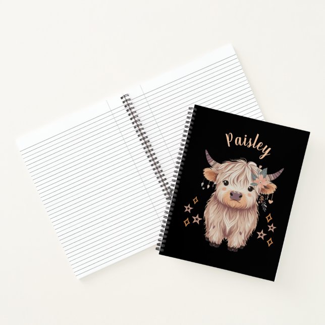 Cute Modern Highland Cow  Notebook (Inside)