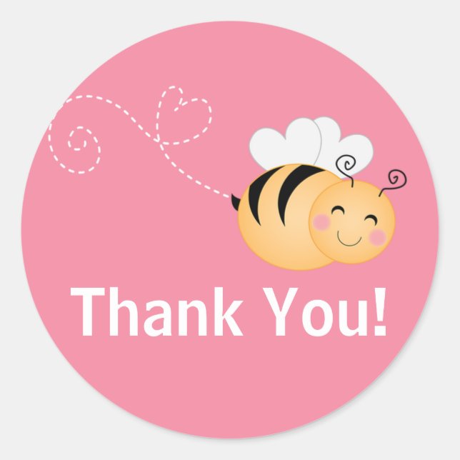 Cute Modern Honey Bee Baby Shower Invitation Classic Round Sticker (Front)