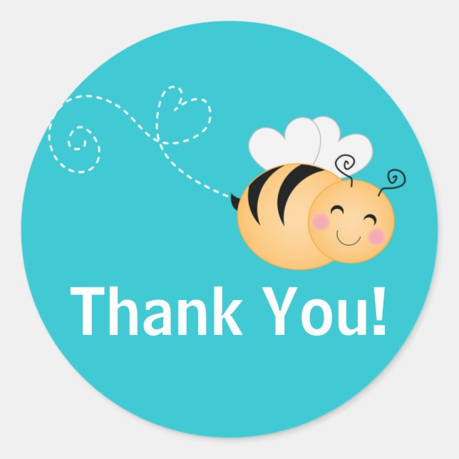 Cute Modern Honey Bee Baby Shower Invitation Classic Round Sticker (Front)