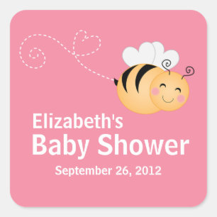 Cute Modern Honey Bee Baby Shower Invitation Square Sticker
