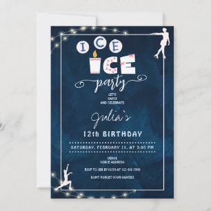Cute Modern Ice Skating Teen Girl Birthday Party Invitation