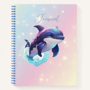 Cute Modern Kawaii Orca Killer Whale Pink and Blue Notebook