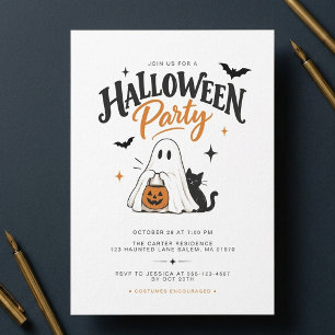 Cute Modern Kids and Adults Halloween Party Invitation