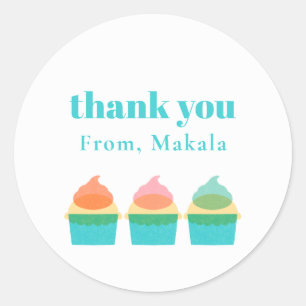 Cute Modern Kids Thank You Birthday Classic Round Sticker