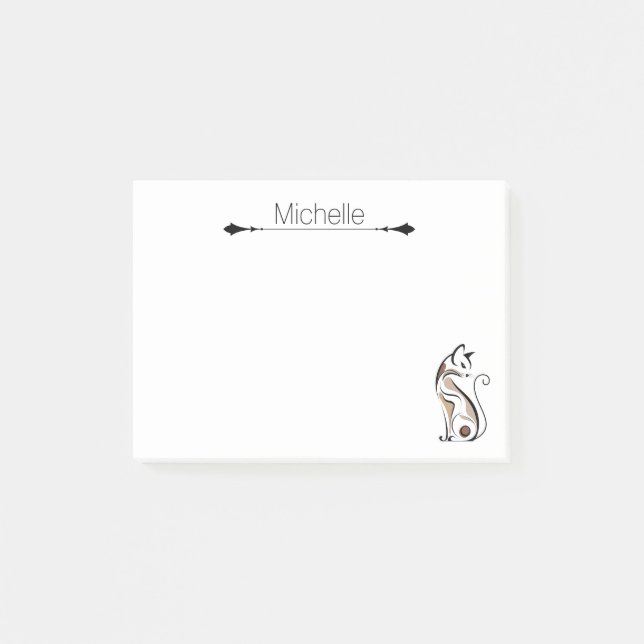 Cute Modern Kitty, Cat Mum, Funny Personalised Post-it Notes (Front)