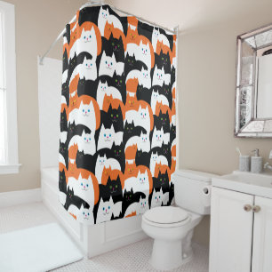 Cute Modern Kitty Cat Pattern Shower Curtain