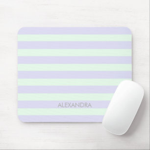 Cute Modern Lavender & Mint Green Striped  Mouse Pad
